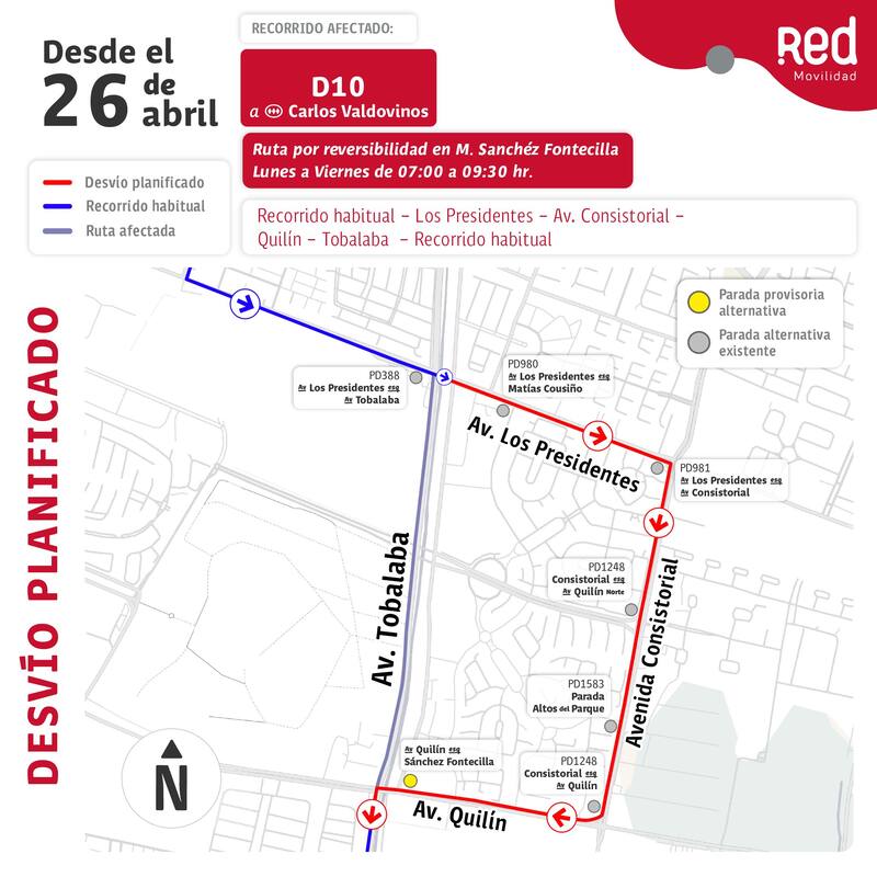 Los desvíos comenzarán el sábado 26 de abril.