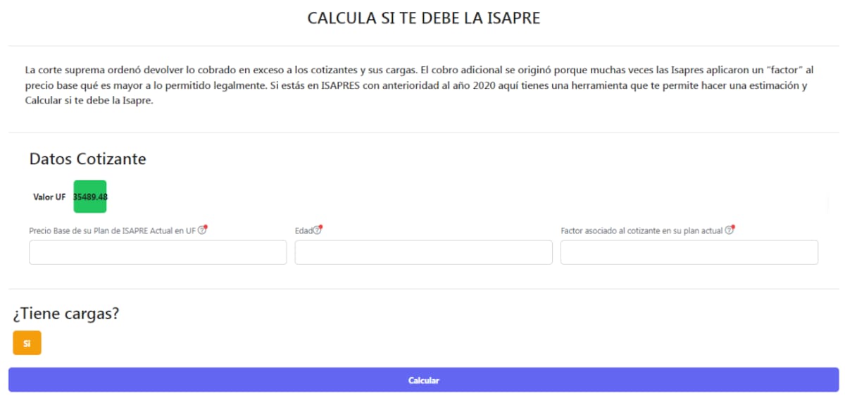 Conoce cómo calcular el monto de tu devolución. Créditos: Captura Deuda Isapres