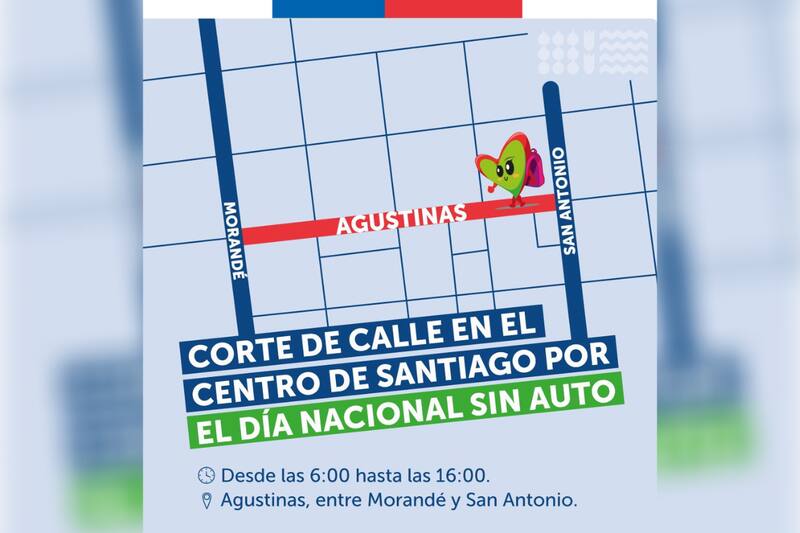 Estos es el corte programado en el centro de Santiago para mañana.