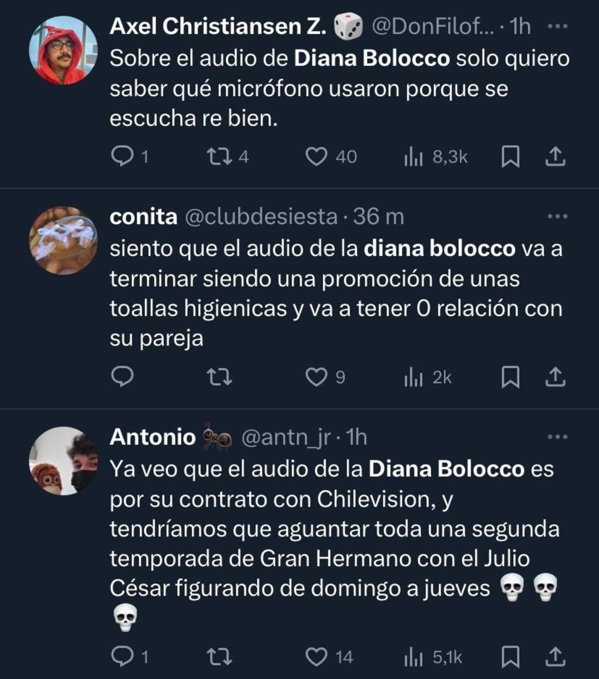 Diana Bolocco, reacción a audio filtrado.