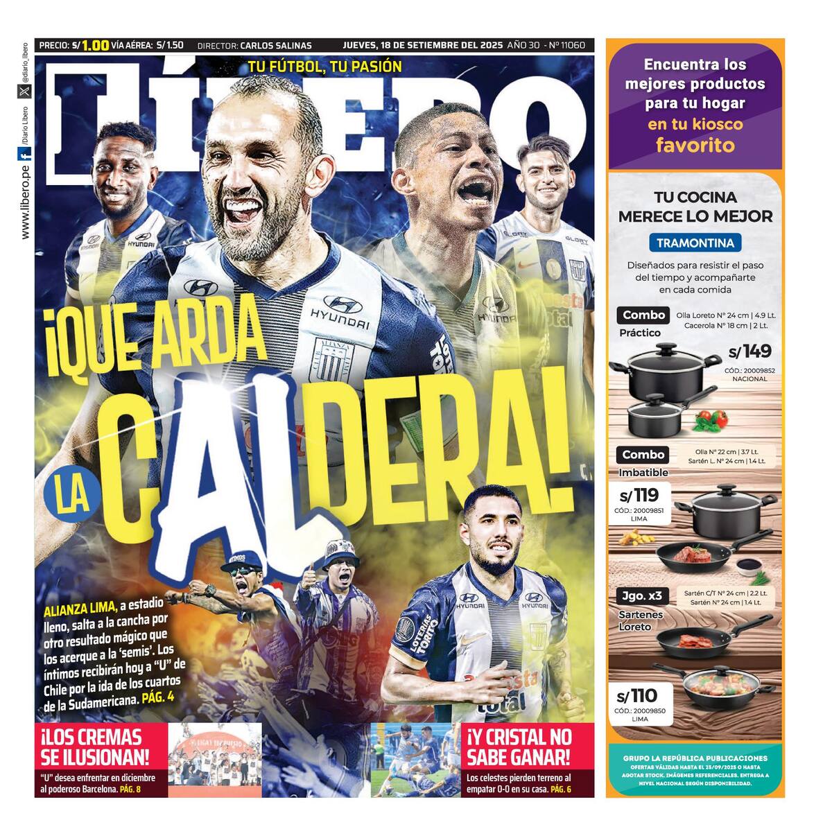 El medio incaico y una polémica portada previo al duelo entre Alianza Lima y Universidad de Chile por Copa Libertadores.