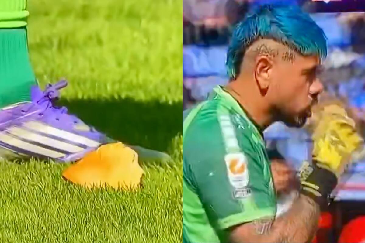 Comíendose una empanada en la victoria de Coquimbo sobre Huachipato.