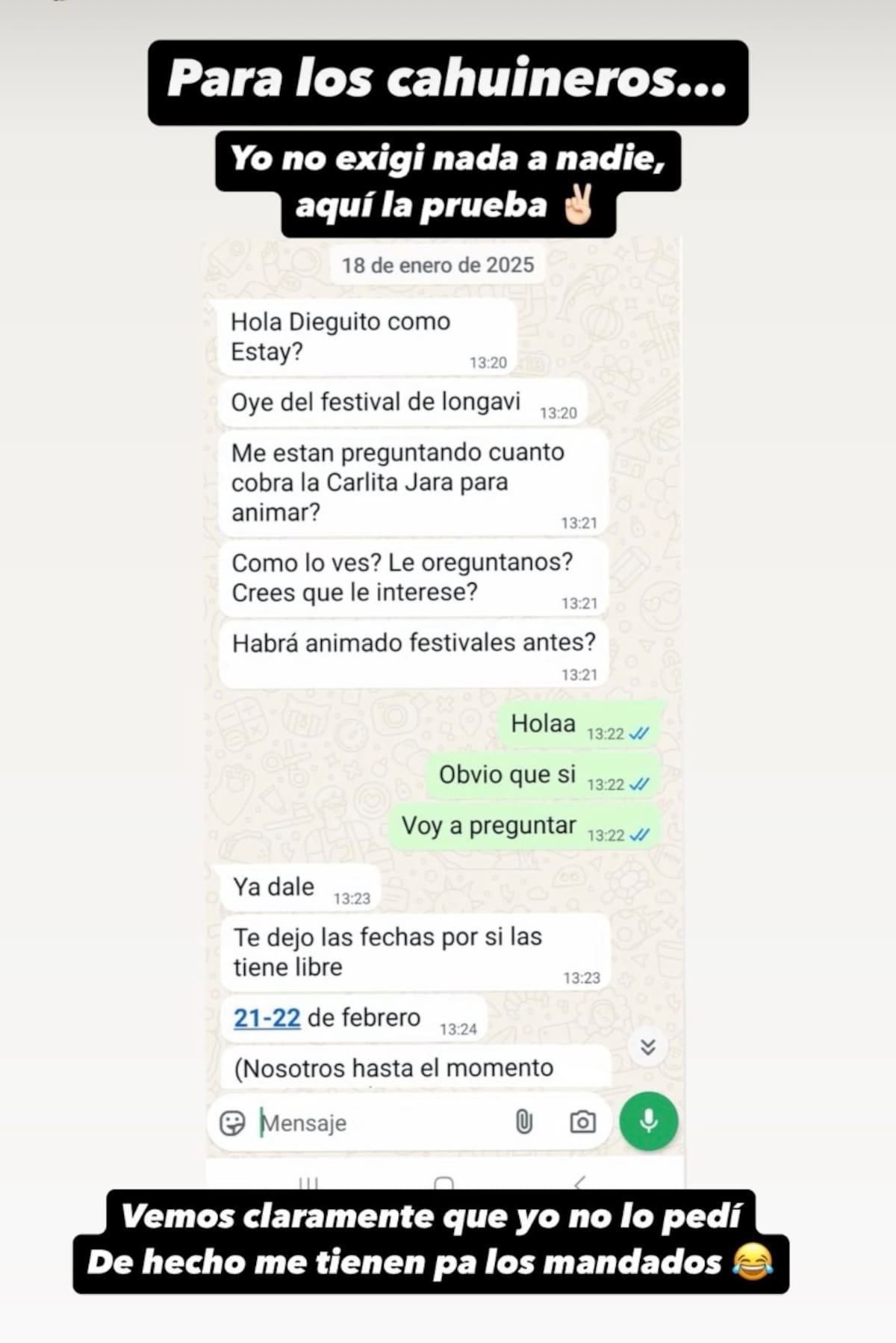 El comediante usó sus redes para aclarar la polémica.
