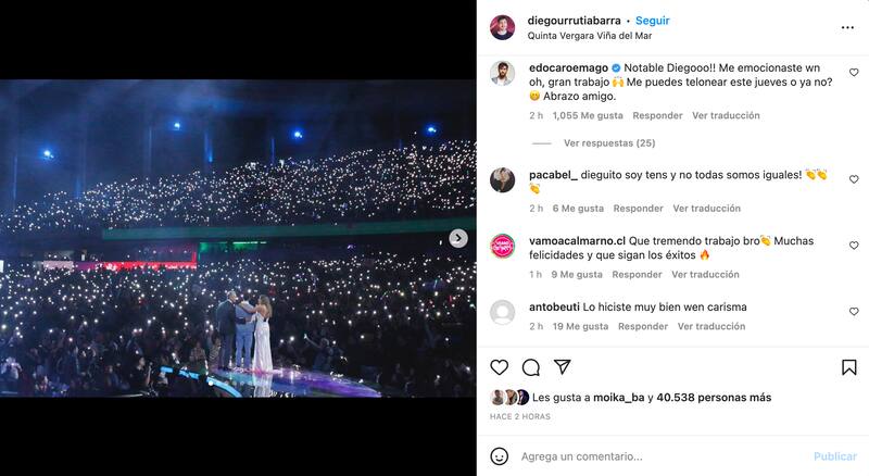 El ganador de la segunda noche del Festival, recibió la broma de su amigo Edo Caroe.