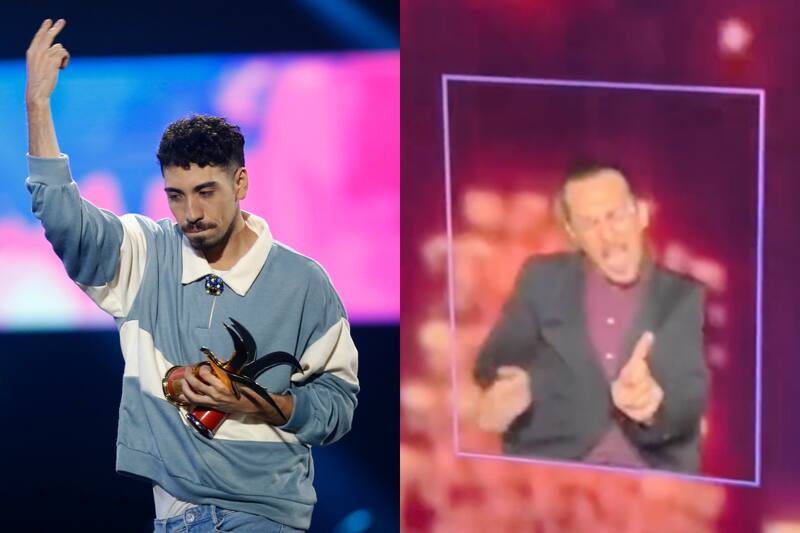 Así vibró el intérprete de señas la canción de El Jordan 23 en Viña 2023. Créditos: ATON - Captura Canal 13/TVN