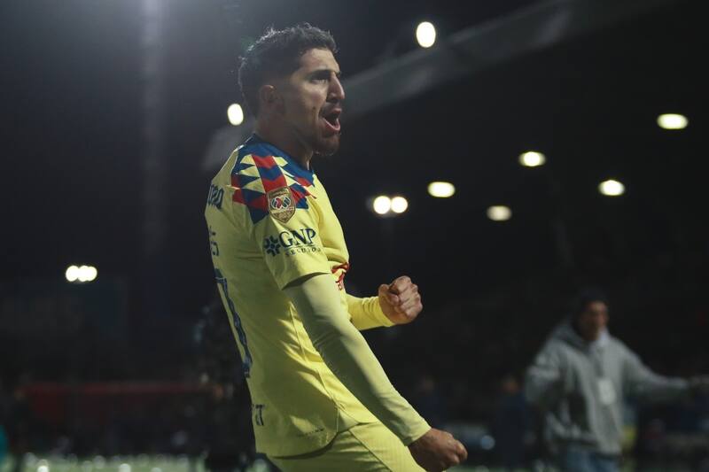 celebrando su gol ante Juárez por la Liga MX. Foto: Twitter Club América