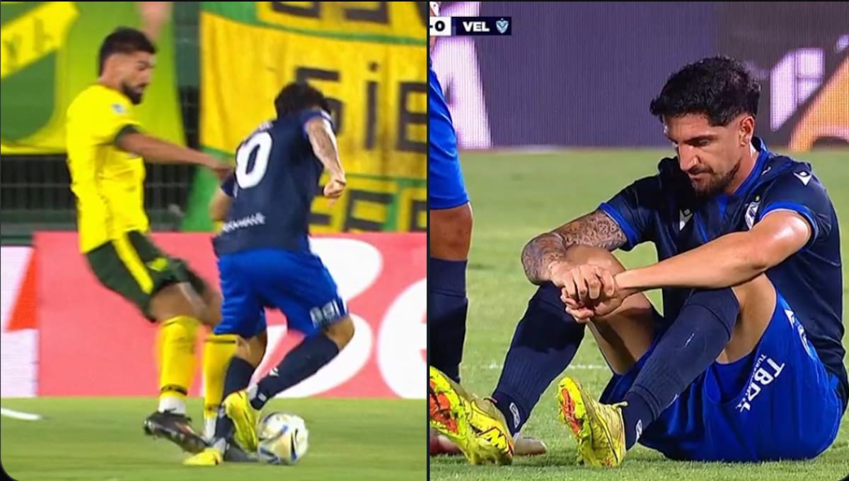 La fuerte entrada de Emiliano Amor sobre el volante chileno.
