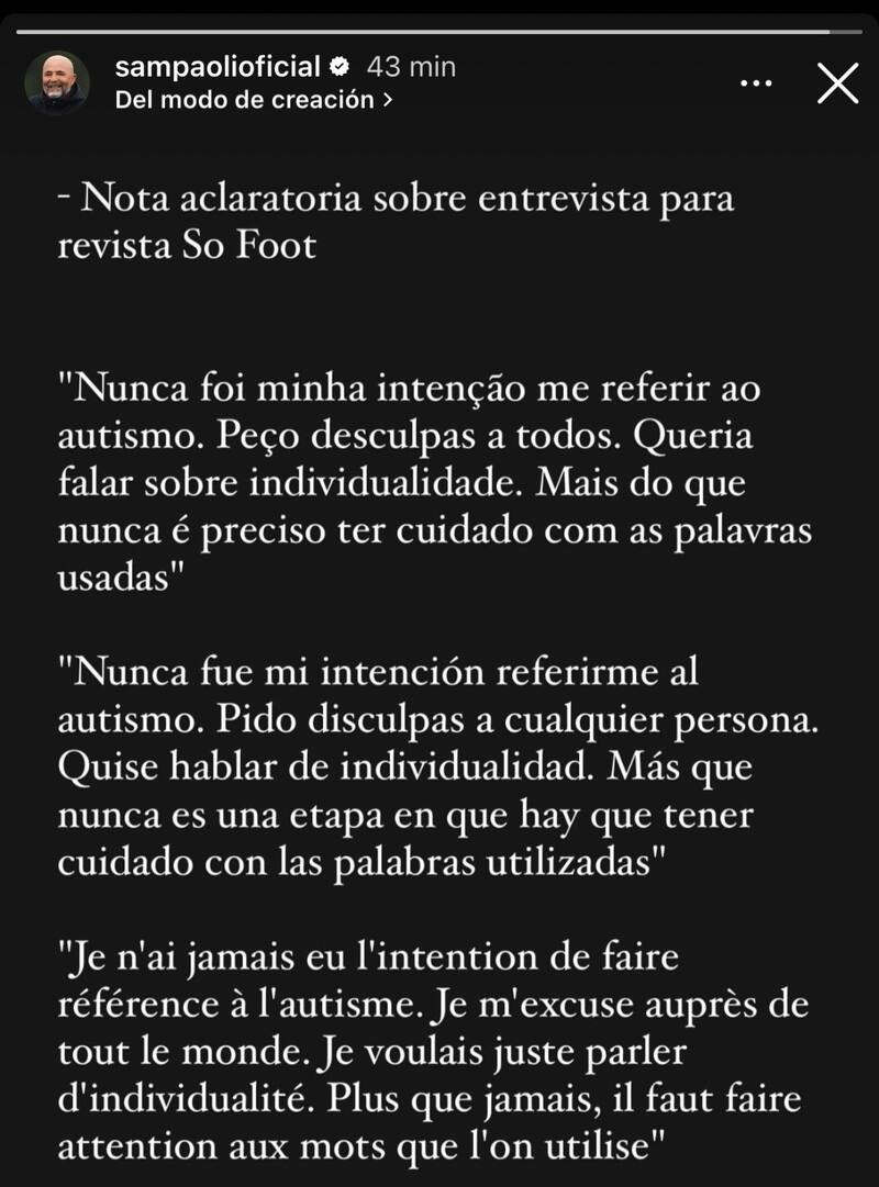 Esta fue la disculpa de Jorge Sampaoli