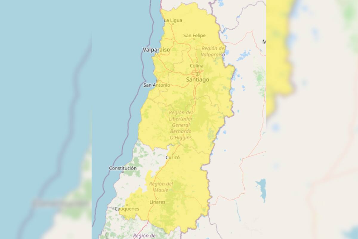 Esta es la zona que se vería afectada por la tormenta eléctrica.