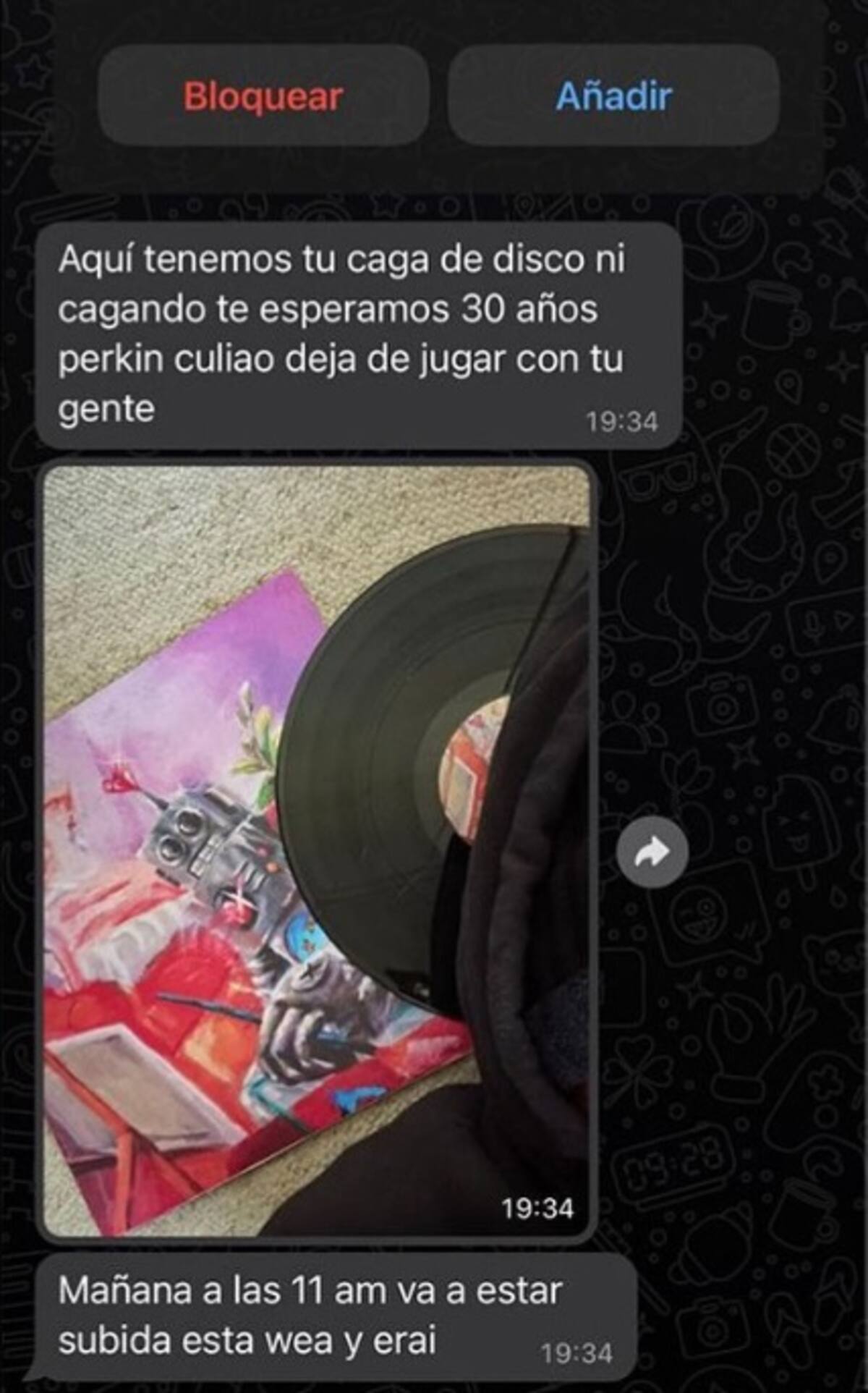 DrefQuila publicó una foto de su disco robado. Créditos: Instagram