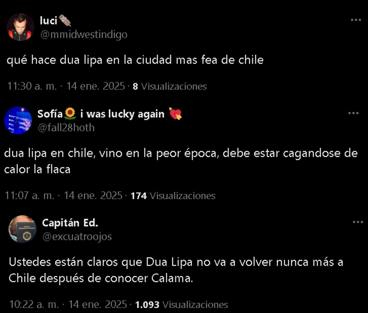 Reacciones de la visita de la cantante en Chile.