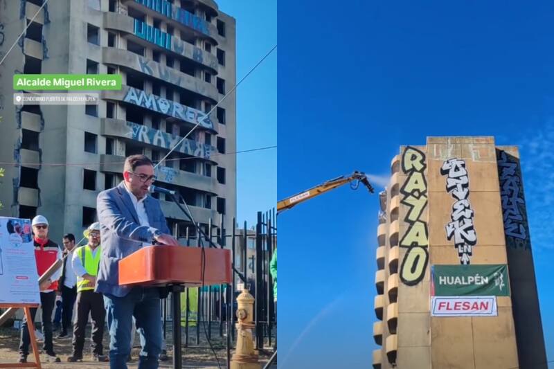 Comienzan demolición de estructura afectada por el terremoto del 27 de febrero de 2010.