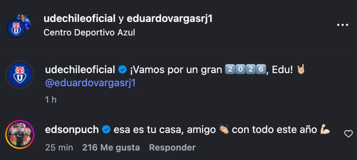 Felicitó a Eduardo Vargas por su regreso a la U.