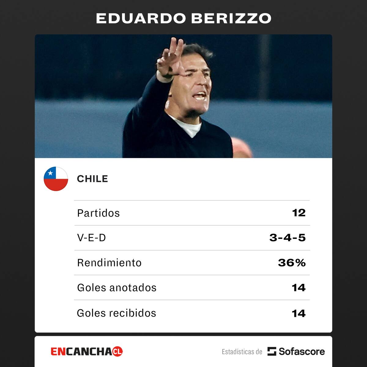 Los números del entrenador de La Roja.