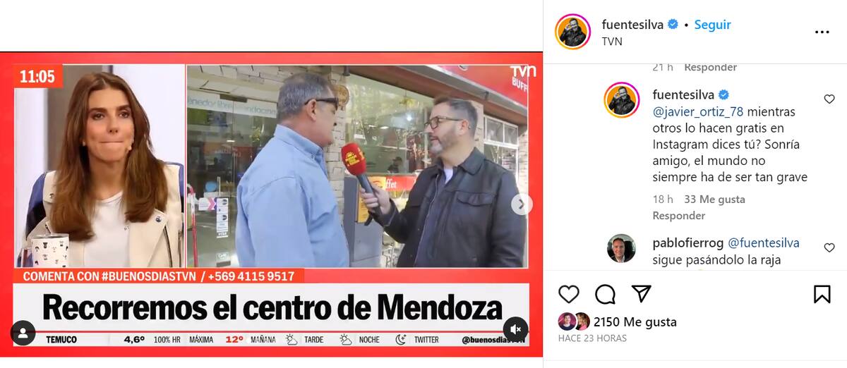 Eduardo Fuentes respondió a usuario de Instagram