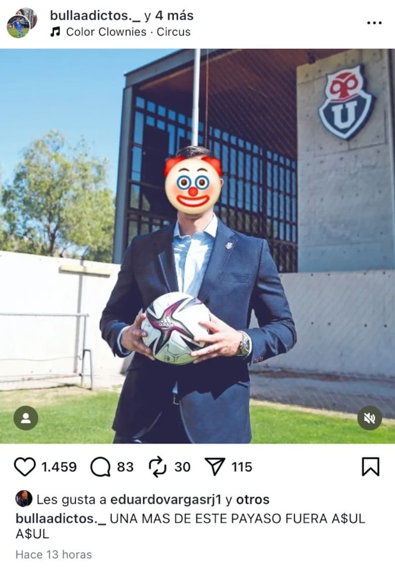 El like del delantero chileno en contra del presidente de Azul Azul.