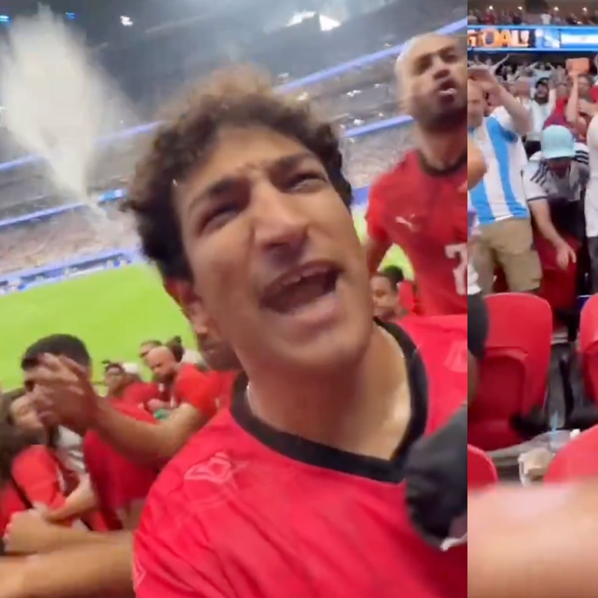 VIDEO | ¡Repudiable! Hinchas argentinos tiraron cerveza e insultaron hasta el cansancio a los egipcios
