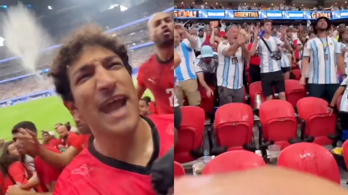 VIDEO | ¡Repudiable! Hinchas argentinos tiraron cerveza e insultaron hasta el cansancio a los egipcios