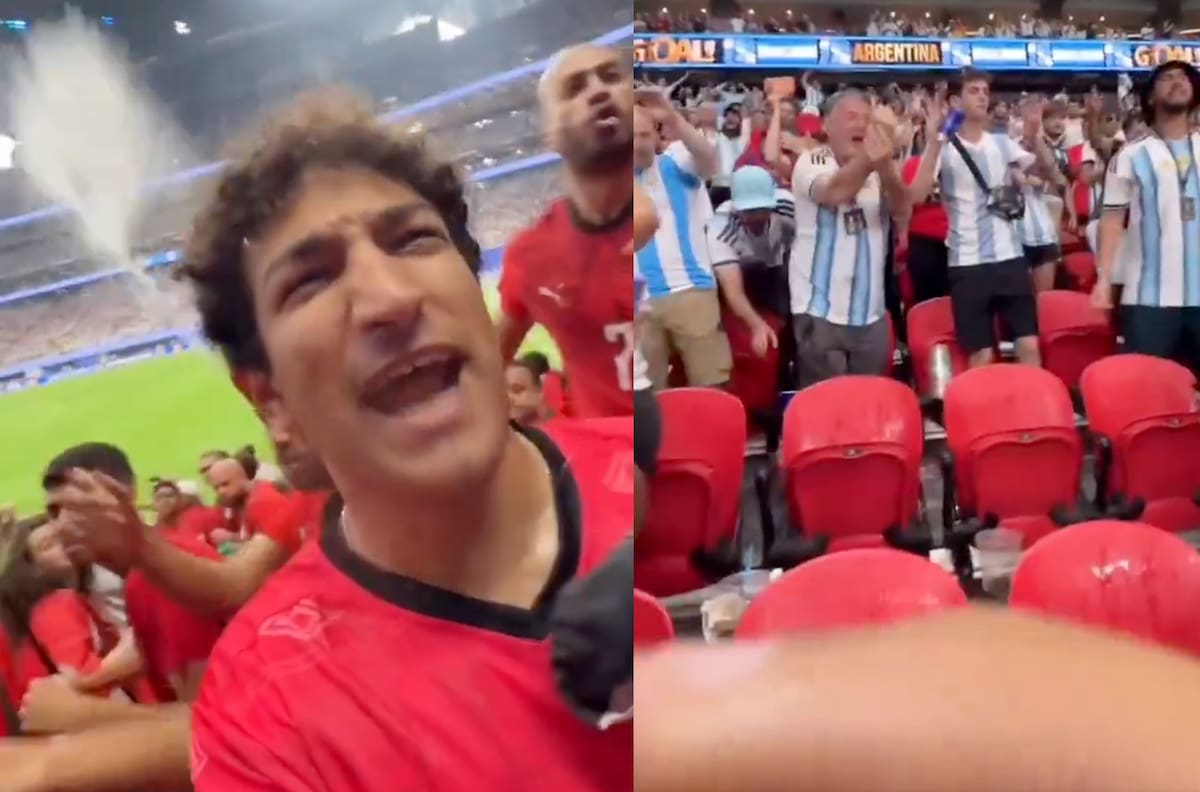VIDEO | ¡Repudiable! Hinchas argentinos tiraron cerveza e insultaron hasta el cansancio a los egipcios