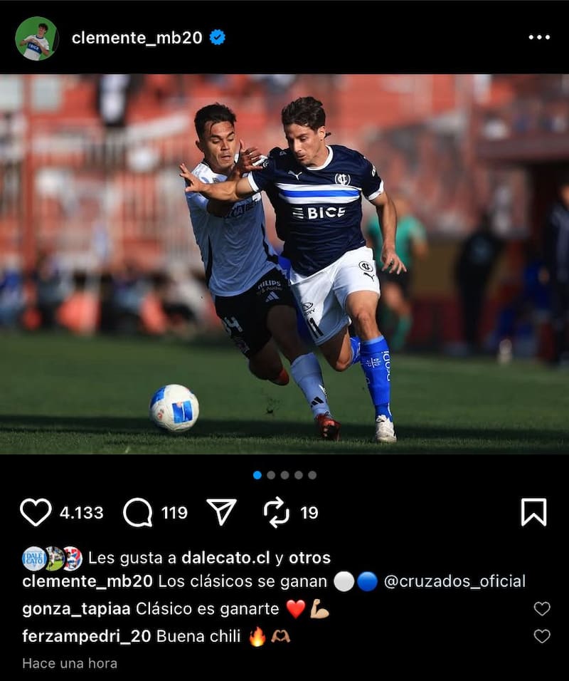 Celebrando la victoria de la UC sobre Colo Colo.