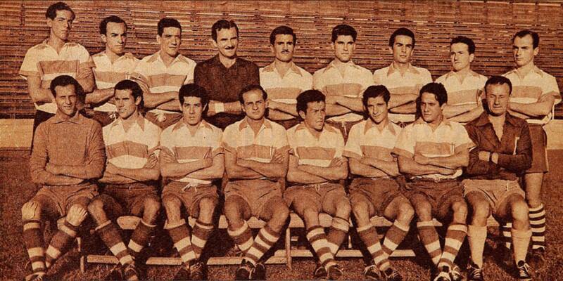 El equipo cruzado fue dirigido por William Burnickell (abajo, sentado a la extrema derecha), un militar británico que llegó a Chile después de la 2.a Guerra Mundial.