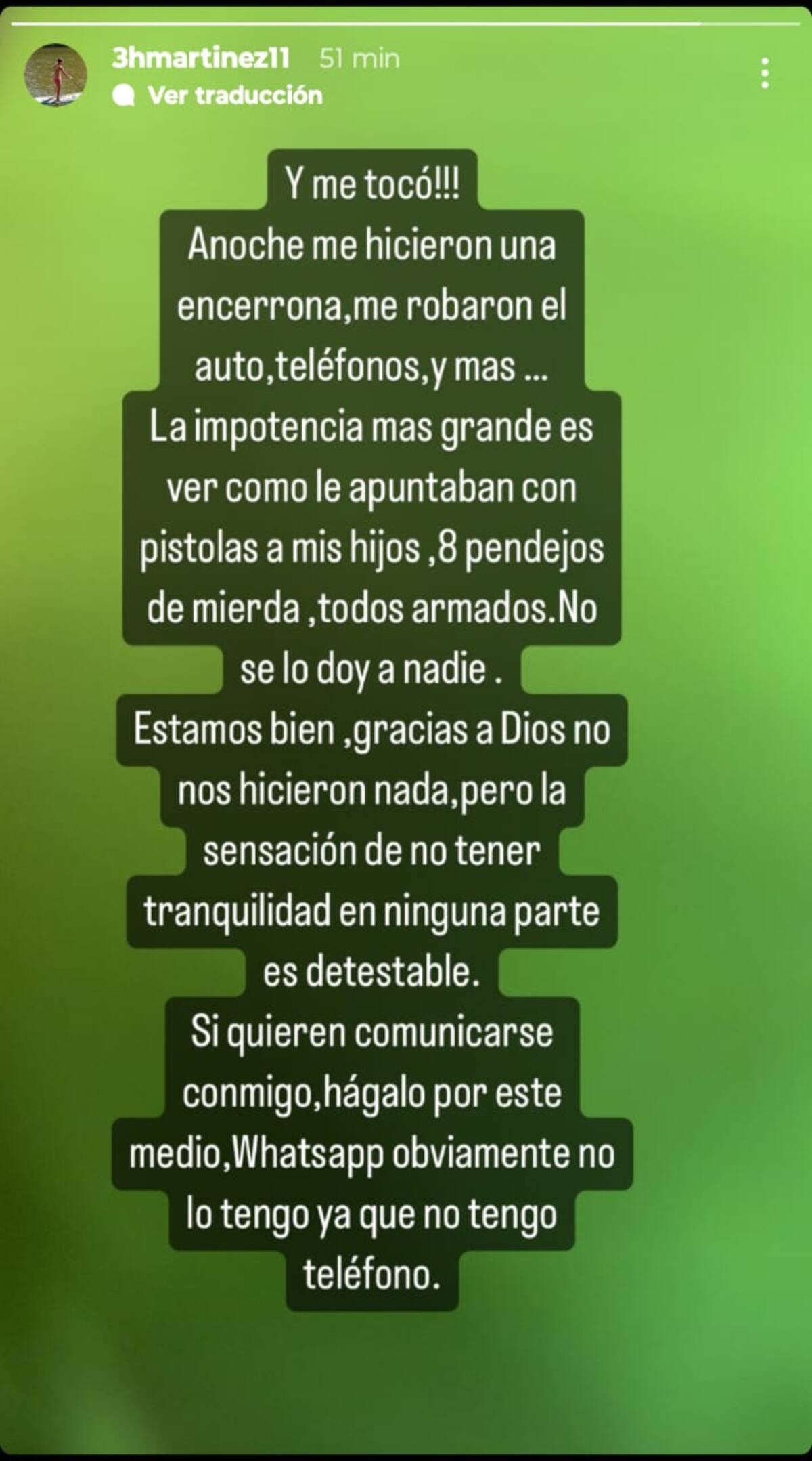 El relato de Hans Martínez.