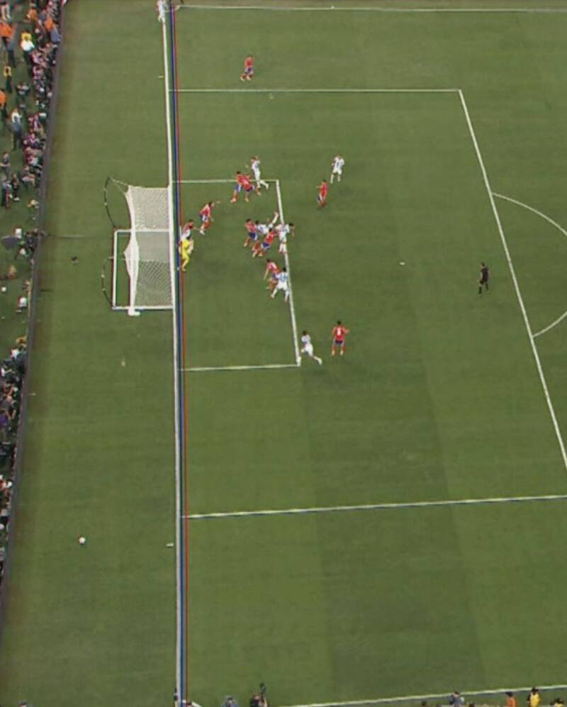 Así fue la fina línea que evitó la anulación del gol.