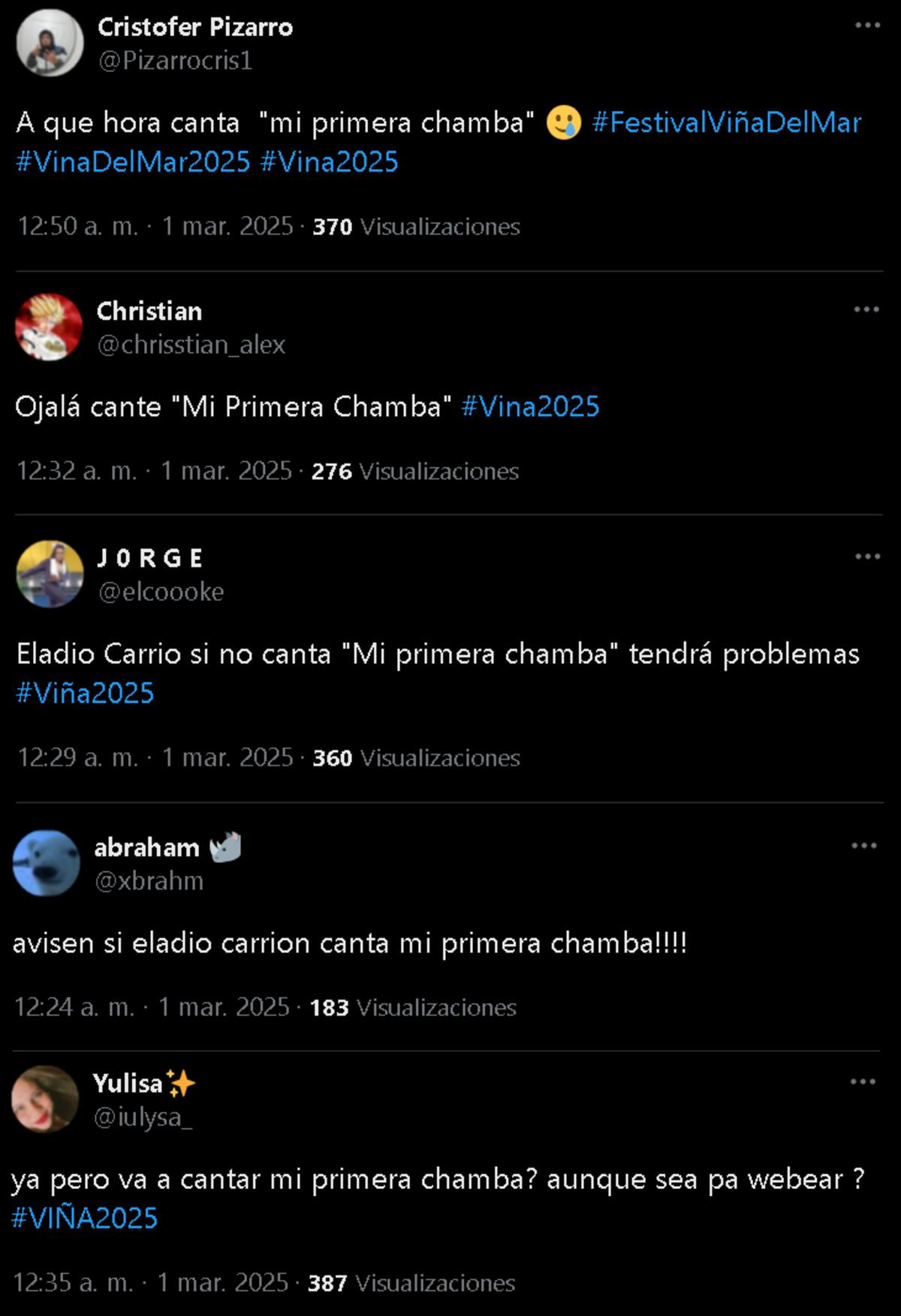 Los comentarios pidiendo que cantara Mi Primera Chamba.