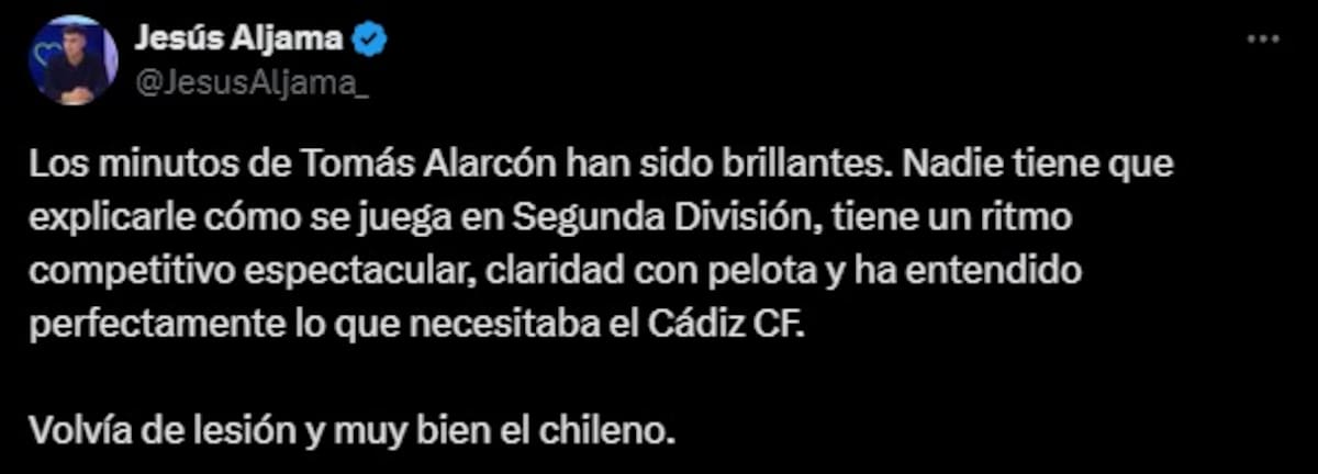Tomás Alarcón fue destacado por los hinchas del Cádiz.