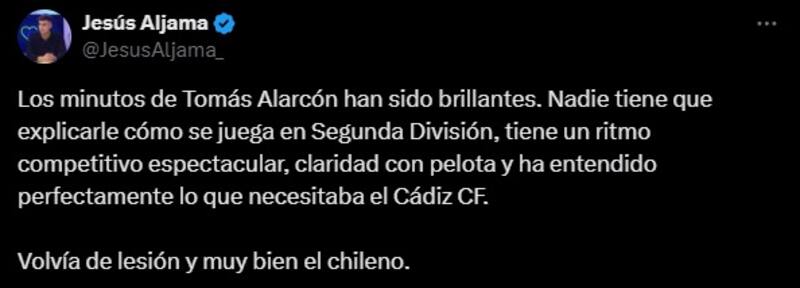 Tomás Alarcón fue destacado por los hinchas del Cádiz.