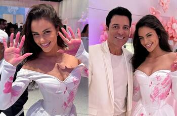 Emilia Dides asistió al Gender Reveal de Lele Pons: se tomó foto con Chayanne