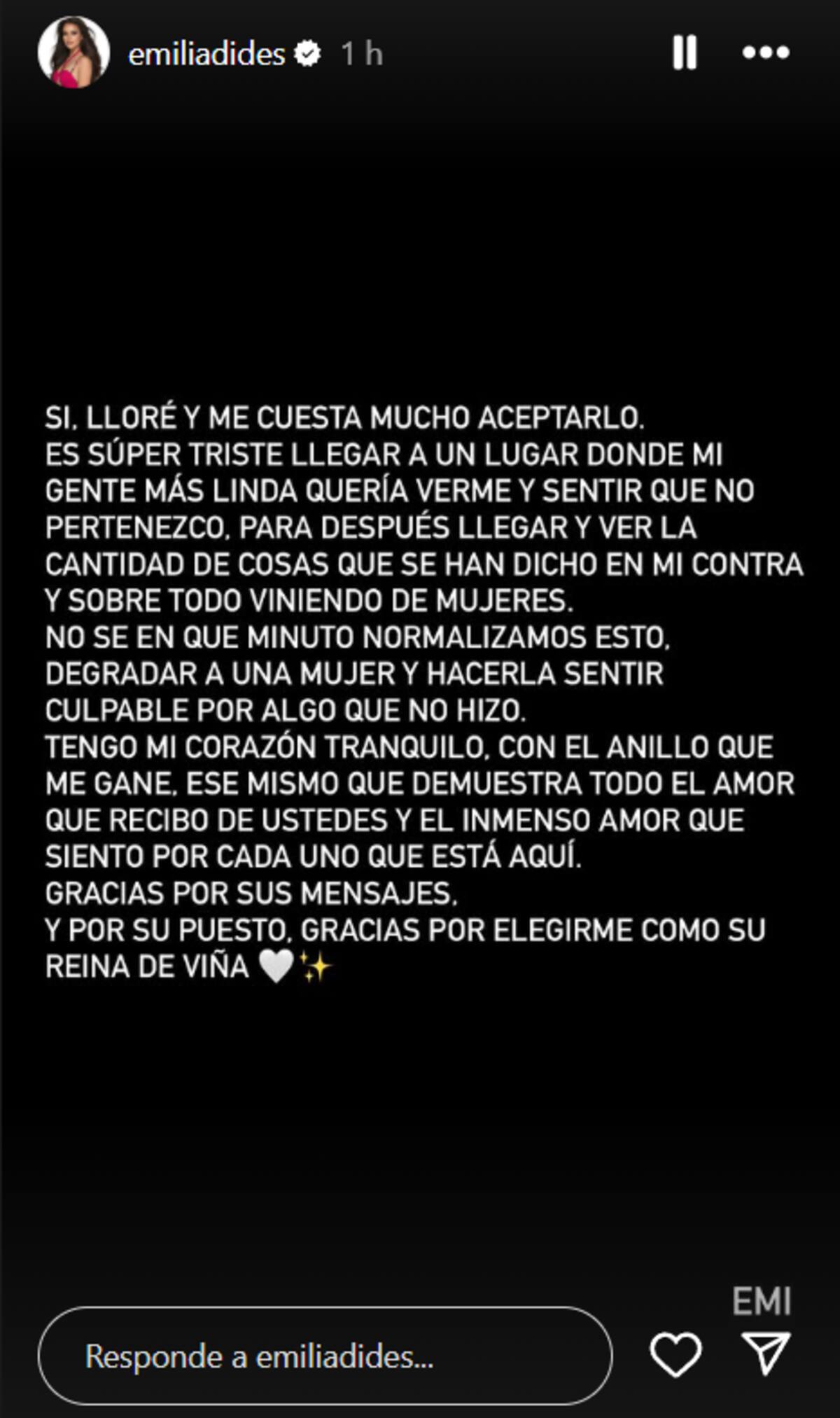 La Miss Universo Chile compartió un triste mensaje por redes sociales.