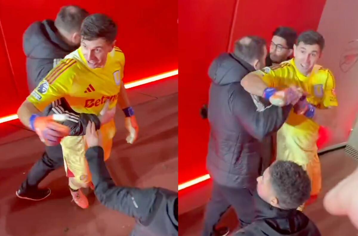 VIDEO | ¡No aguantó las burlas! Dibu Martínez explotó con los hinchas del Arsenal tras perder 4-1
