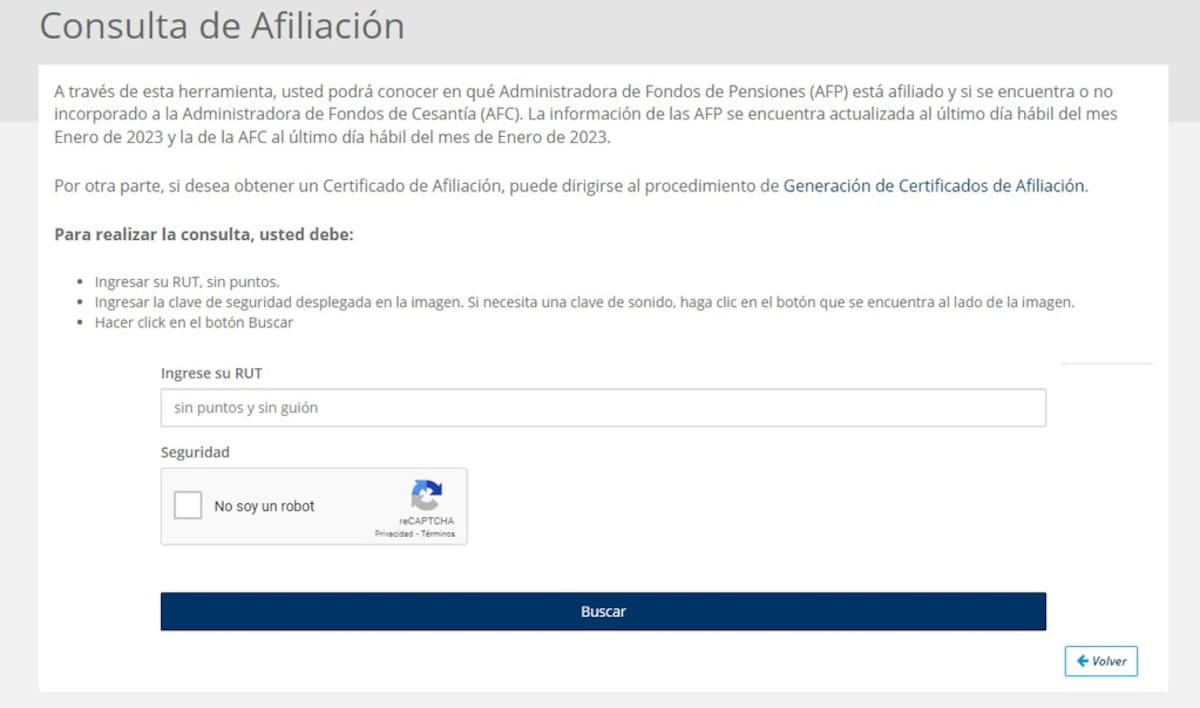 En esta página podrás conocer los detalles de tu AFP. Créditos: Consulta de Afiliación