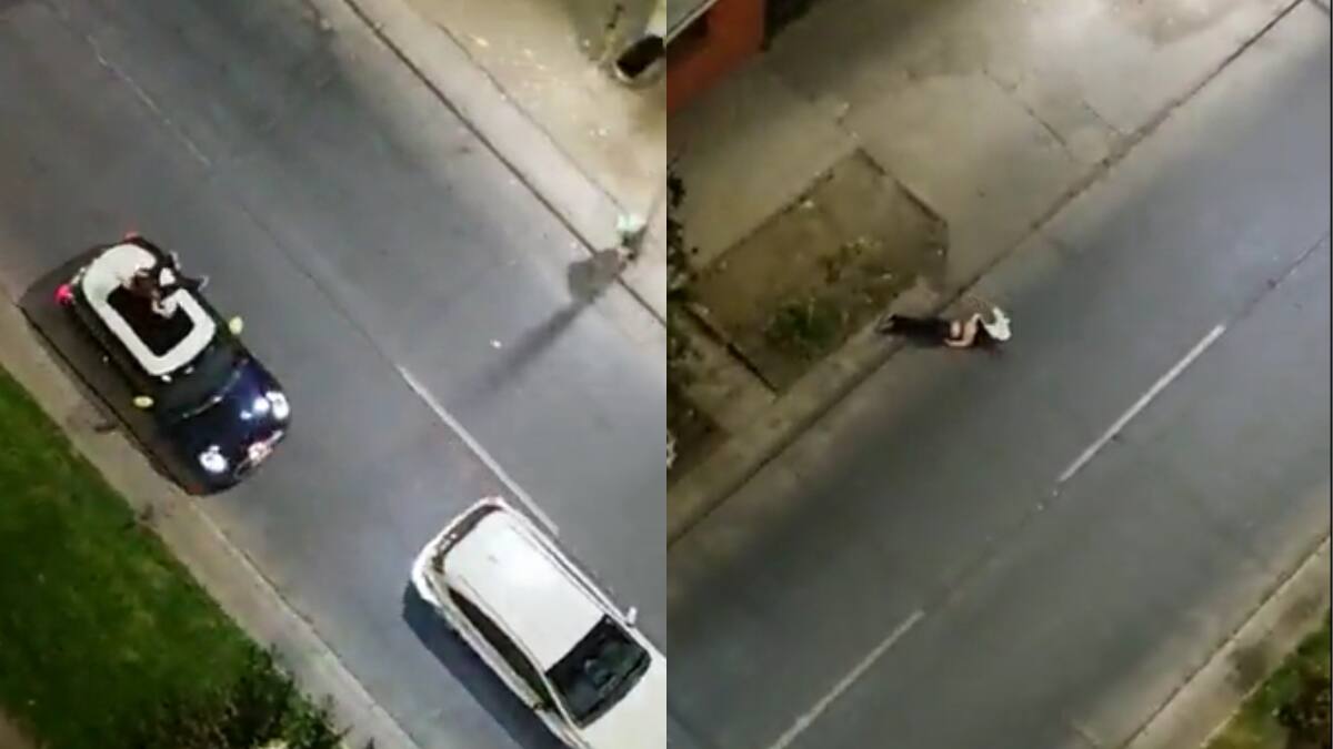 VIDEO | Mujer cayó desde el techo de su auto tras desesperado intento por frustrar robo