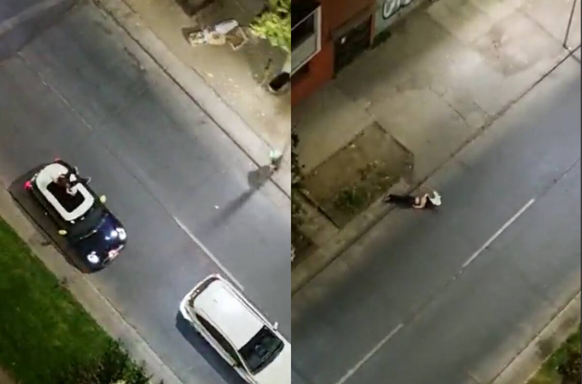 VIDEO | Mujer cayó desde el techo de su auto tras desesperado intento por frustrar robo