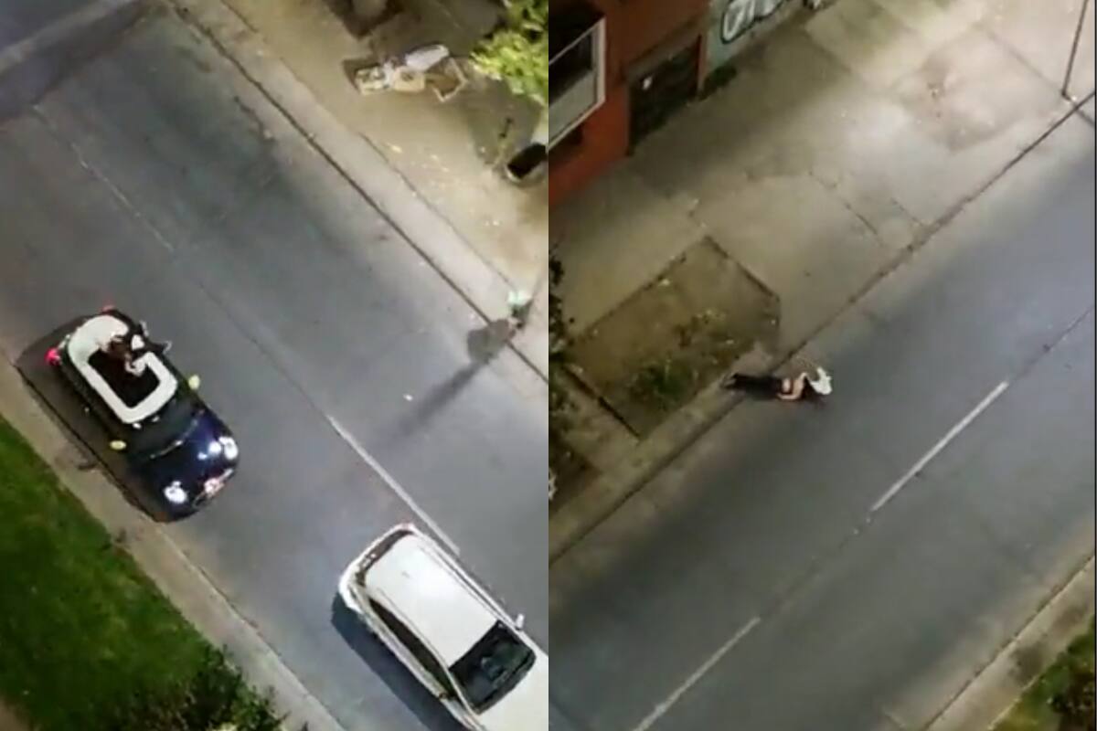 Mujer intenta frustrar robo de su auto al subir al techo de este. Foto: Captura de pantalla.