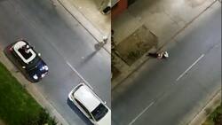 VIDEO | Mujer cayó desde el techo de su auto tras desesperado intento por frustrar robo