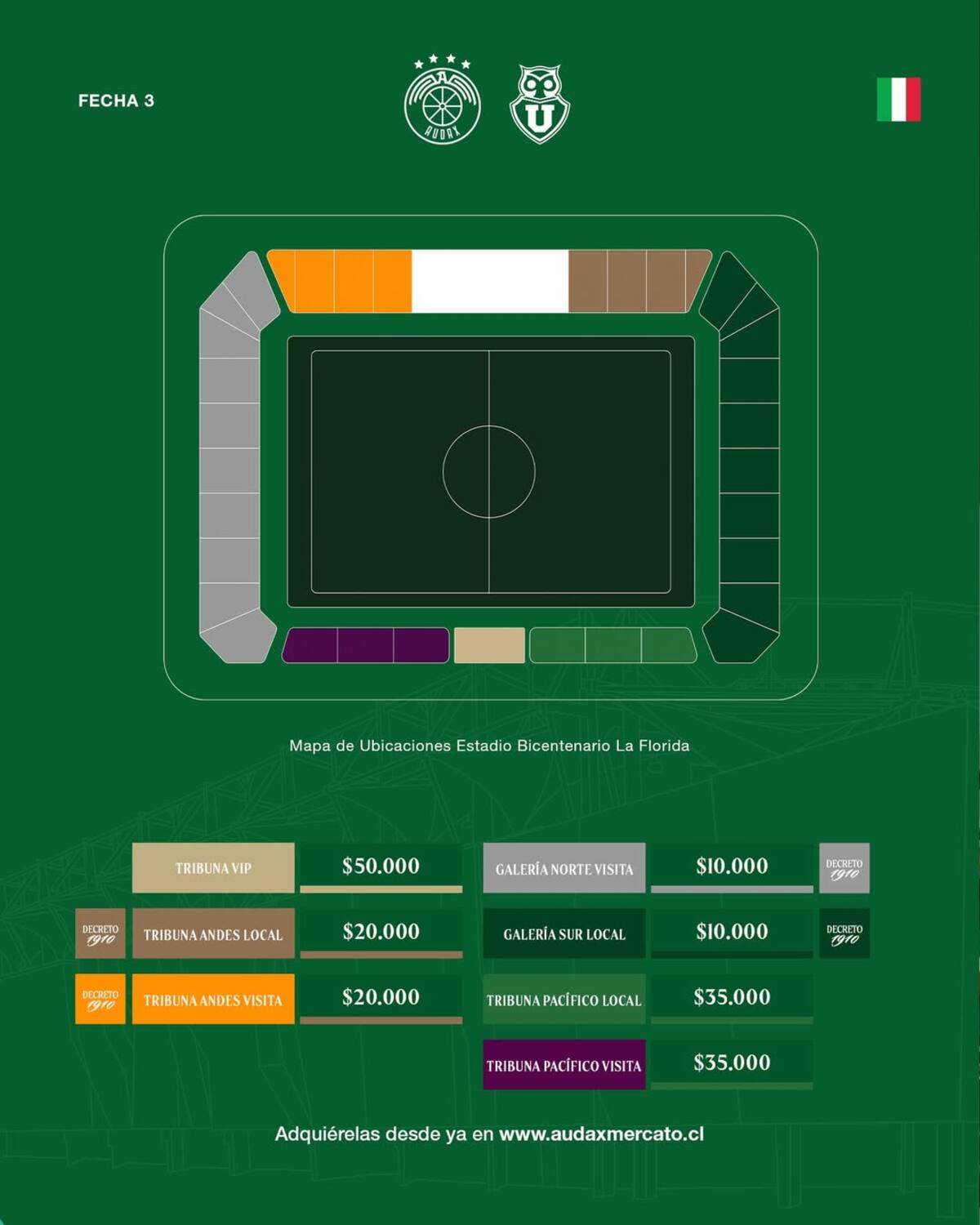Venta de entradas en Audax Italiano.