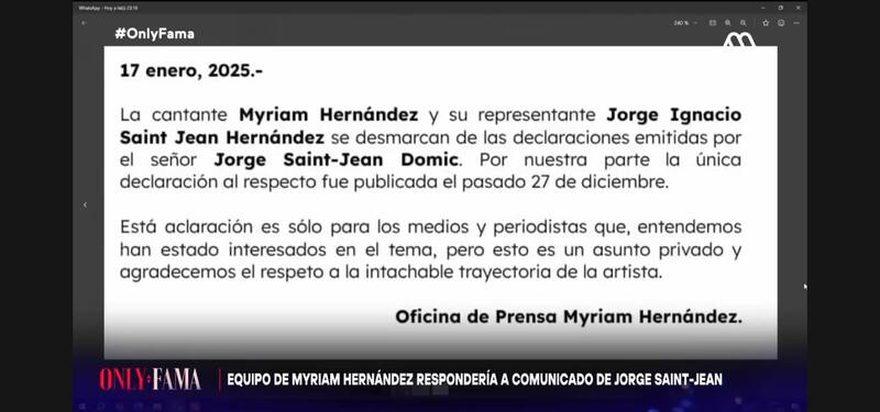 Esta fue la escueta declaración del equipo representando a la artista.