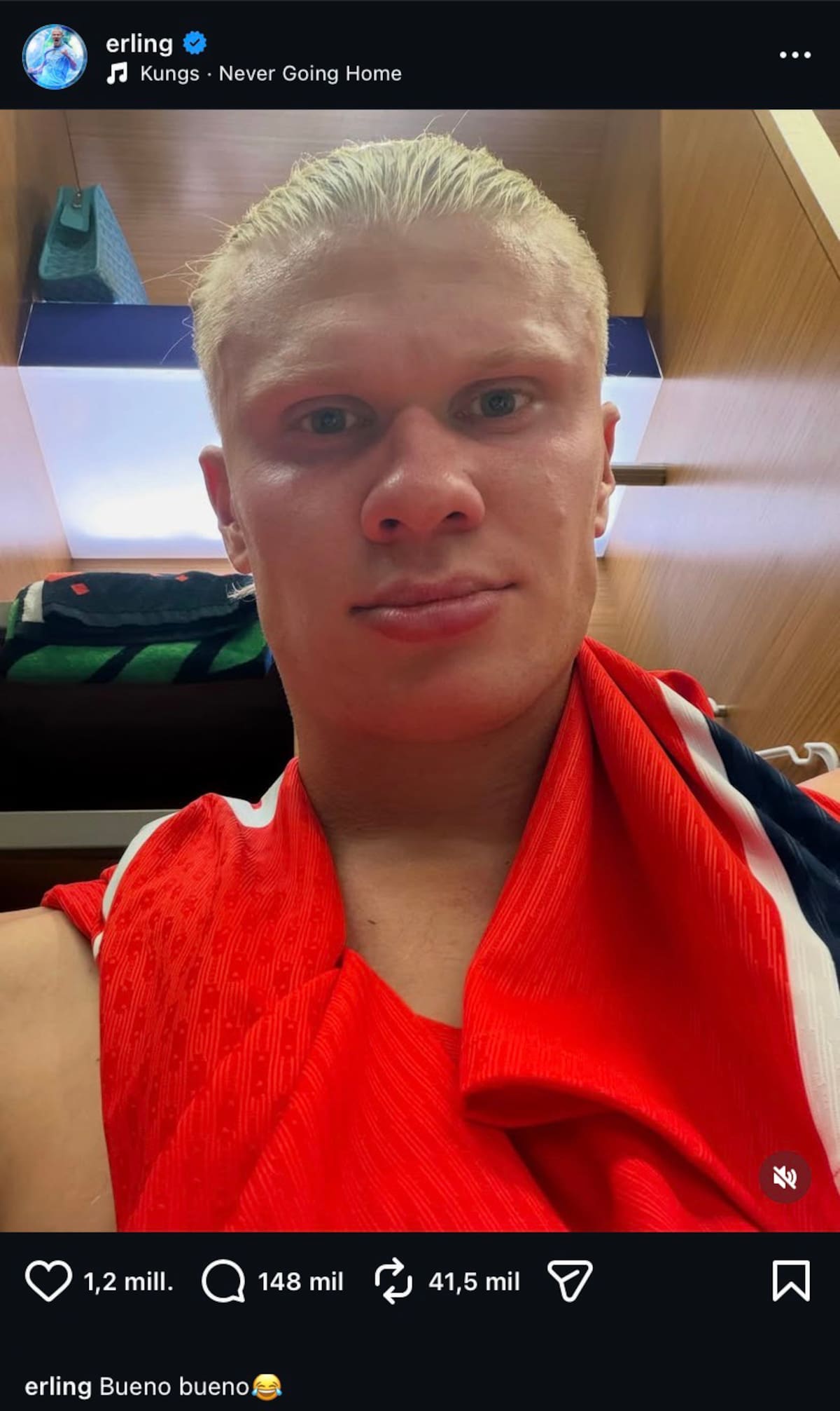 El delantero de Noruega en Instagram.