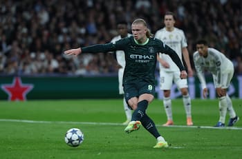 VIDEO | Erling Haaland le dio el triunfo al Manchester City ante el Real Madrid y así celebró en el Bernabéu