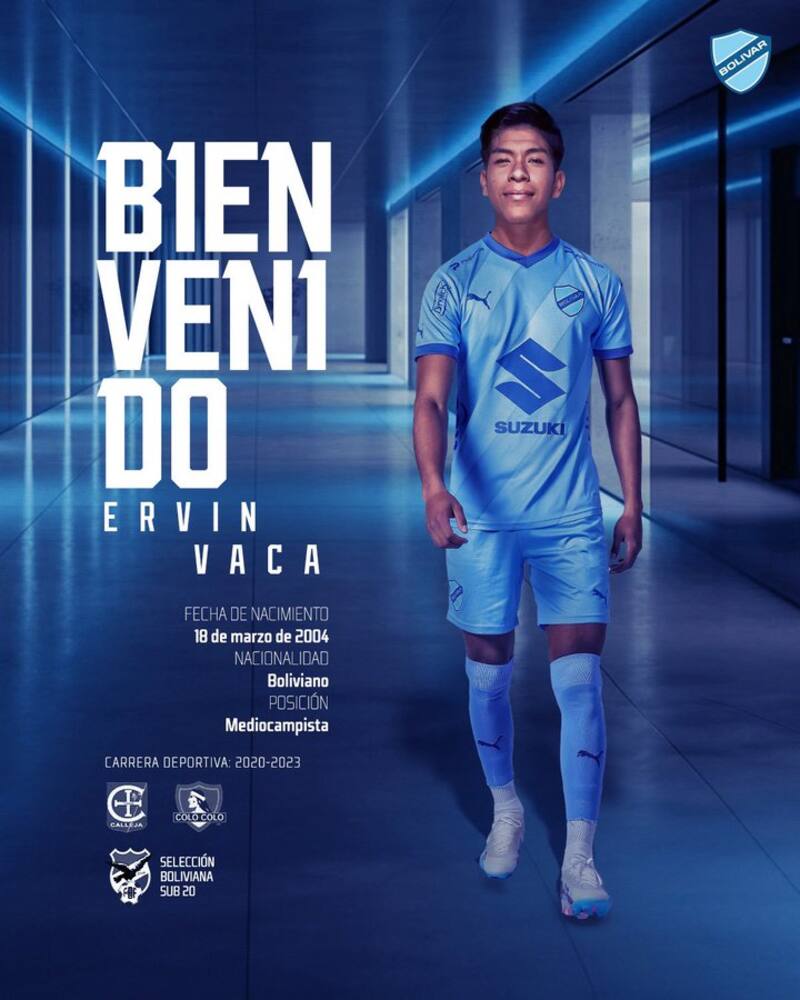 Así presentaron en Bolívar a Ervin Vaca.