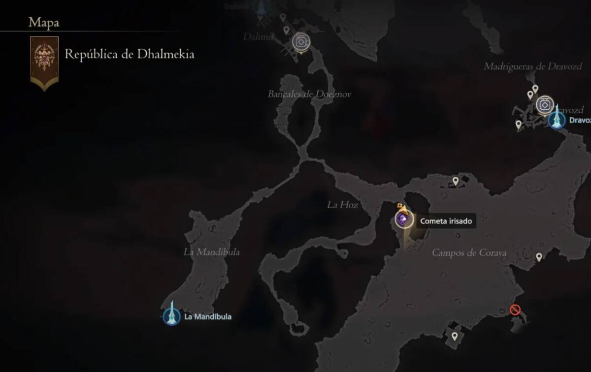 Ubicación Cometa Irisado. Créditos: Square Enix.