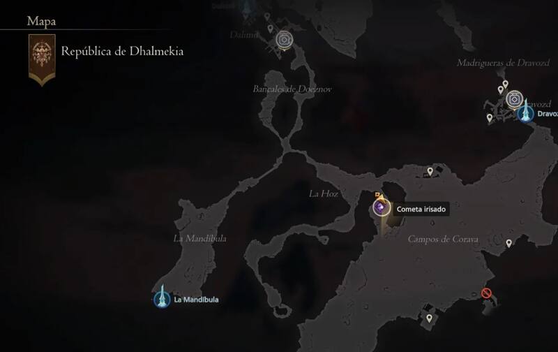 Ubicación Cometa Irisado. Créditos: Square Enix.
