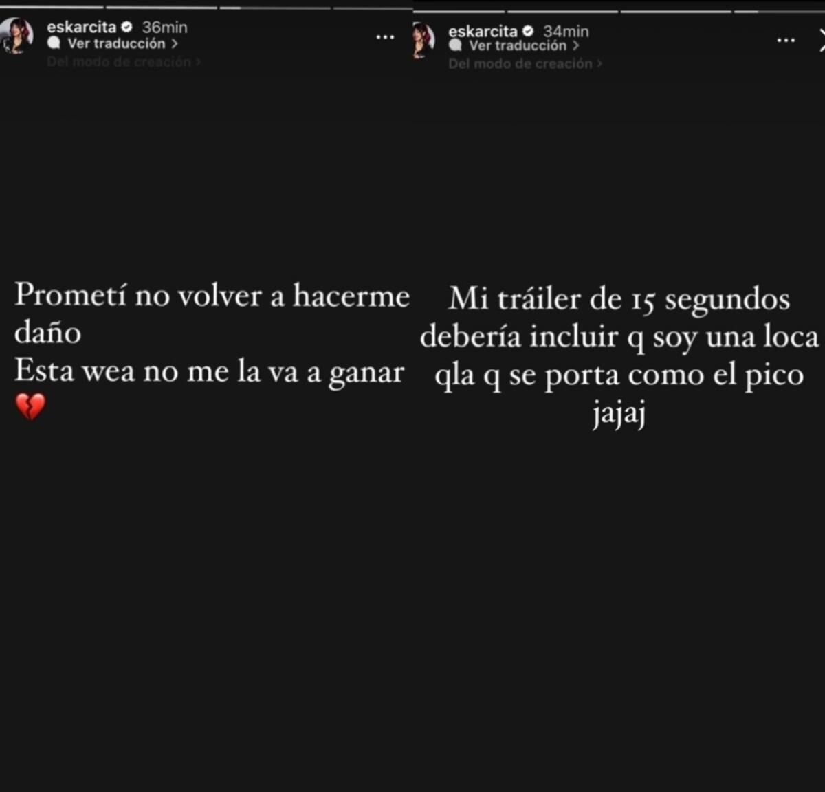 Los preocupantes mensajes de Eskarcita.