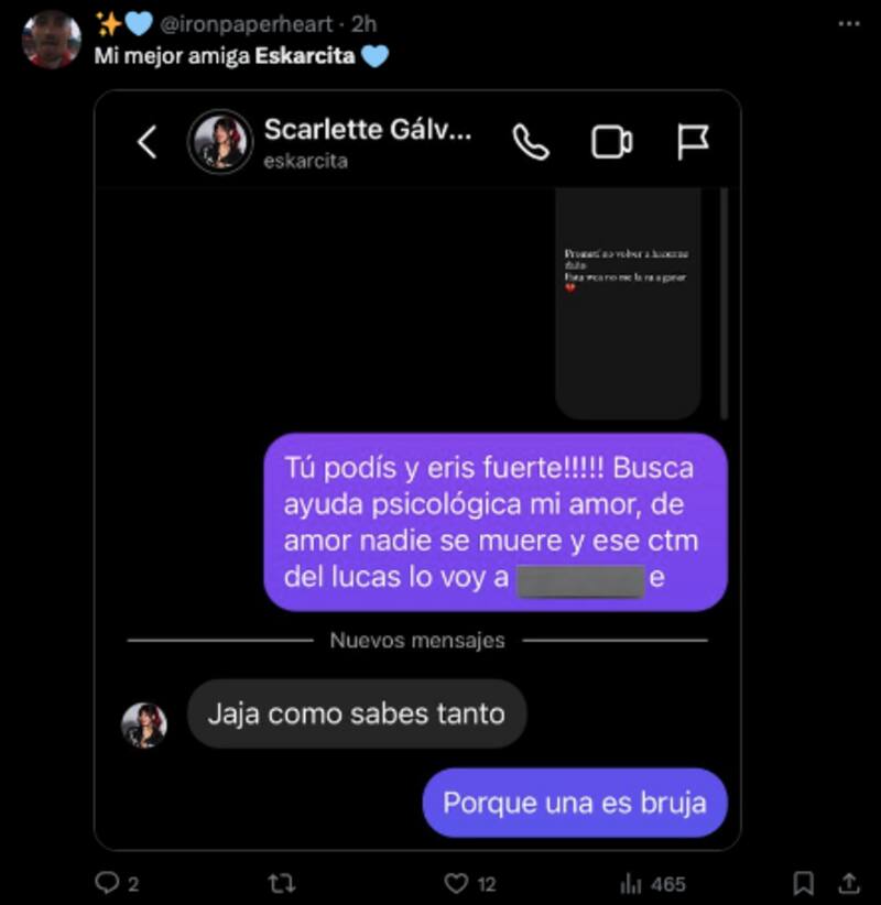 Eskarcita estaría pasando por un complejo momento por amor.