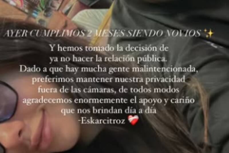 Esta es la historia que publicó la influencer.