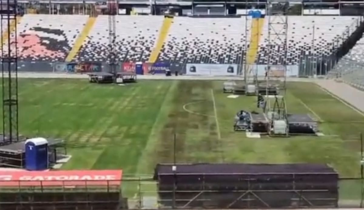 Así luce la cancha del Estadio Monumental tras los conciertos de Roger Waters. Foto: Radio ADN.