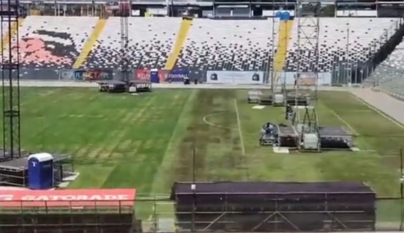 Así luce la cancha del Estadio Monumental tras los conciertos de Roger Waters. Foto: Radio ADN.